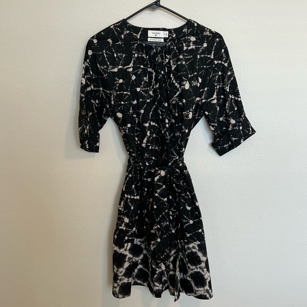 Black & White Pleated Dress w/ Pockets